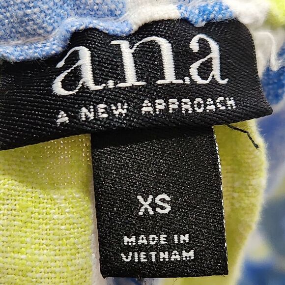 Ana A New Approach Linen Pants Size XS Green Blue Striped With Pockets - Picture 9 of 11